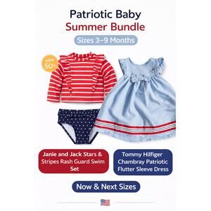 Patriotic Baby | Janie and Jack Rash Guard 3–6M + Tommy Hilfiger Dress 6-9M